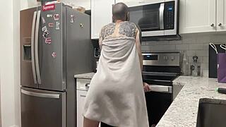 Young 18+ Thug Twerks Ass In Kitchen Shorts!