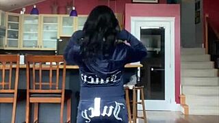 Petite Latina student unboxes and tries on Juicy Couture velour tracksuit for fans.
