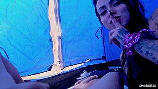 African beauty's passionate lovemaking in a secluded beach campsite