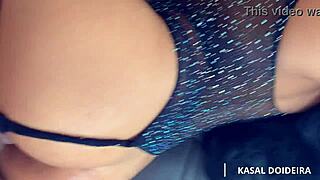 Voluptuous brunette beauty exposes her big ass on the toilet