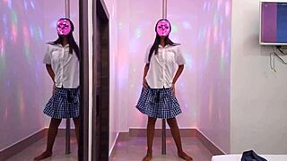 that brunette student ripped her clothes and gave a sexy dance with her petite ass