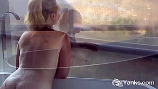 yanks cutie kim cums in a steamy sensual bath with toys