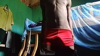 Ebony redhead takes big cock doggy