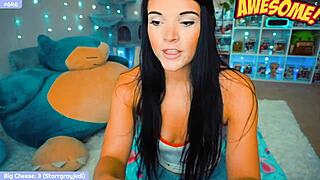 Hey, check this cute nerdy girl playing with herself on cam!