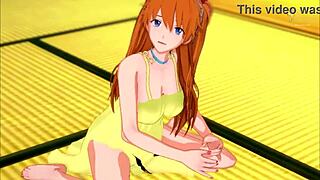 Heyy, horny Asuka in yellow dress guides your handjob so good! 😍