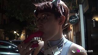 Spanish bride-to-be Meraki gives free public blowjobs in the streets