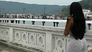 sexy brunette flaunts body on santos streets and porto docks