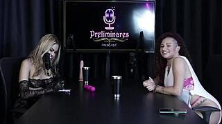 Hot girl gives blow job and then strips the presenter and talks about her love for her husband.