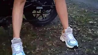 A bride to be gets her pussy and tits teased in public.
