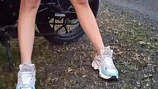A bride to be gets her pussy and tits teased in public.