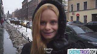 European cutie shares interview secrets before horny agent pounds her pussy in doggystyle POV.