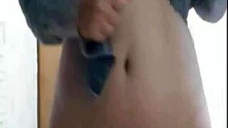 Bold asian blonde amateur masturbates intensely on webcam, reaching anal orgasm.