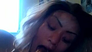 Young wife gives blow job at home in POV video