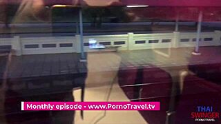My beautiful girlfriend is a slut who likes to have sex in public on the train.