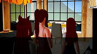 my new family explores monster cock and tits in hentai game