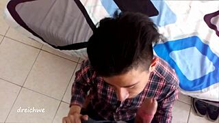 Gay amateur delivers rich blowjob in Spanish