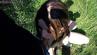 Horny German Milf Sucks Big Cock Outdoors With Deepthroat