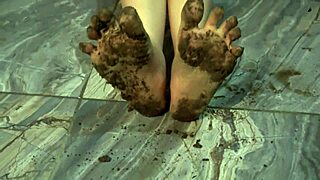 Dirty feet in bunny pose tease foot fetish lovers