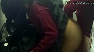 camera catches latina girlfriend fucking in school bathroom 😏 homemade sex