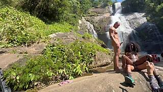 Wild Amateur Video! Pretinha 18 Gets Nailed at Waterfall Outdoors