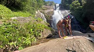 Wild Amateur Video! Pretinha 18 Gets Nailed at Waterfall Outdoors