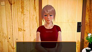 My New Family 472: Hentai Brunette Gets Wild in Game Scene. Cartoon Action Unfolds.