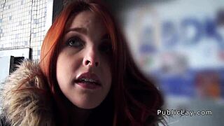 Yo, check this Spanish redhead flashing her titties in public! 😜