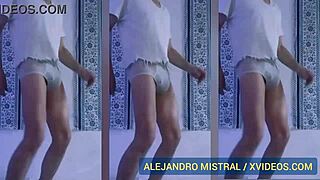 Alejandro Mistral Dances In White And Blue Underwear Close-Up
