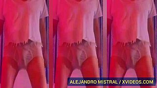 Alejandro in white and blue briefs, amateur masturbation