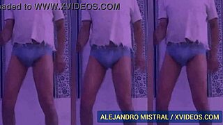 Alejandro in white and blue briefs, amateur masturbation