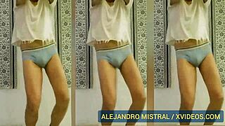 Alejandro Mistral Dances In White And Blue Underwear Close-Up