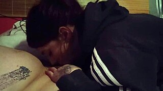Married woman engages in deep throat blowjob with a stranger