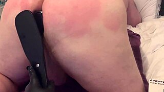 Wife toys and spanks cuckold hubby’s tight ass