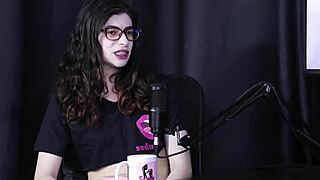 Yumi trap transsexual hides cock in sheer red