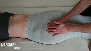 Yoga pants teen gets her pussy touched during homemade massage