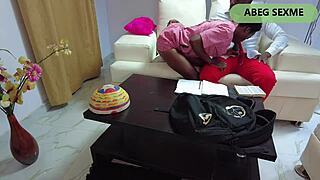 ebony black african student seduce step brother and received the big black dick orgasm