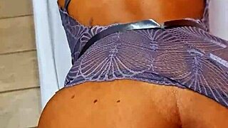 Wearing sexy lingerie, I got on all fours for friend's boy