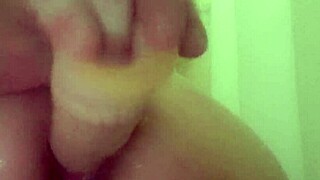 Married woman tries anal with a dildo in the shower