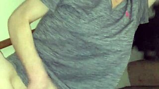 Wife Rubbing Her Pussy on Stairs with Intense Focus