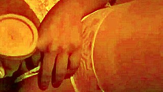 Solo play with a 22cm dildo at home