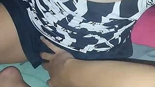 Asian Beauty Craves Hot Cumshot on Her Smooth Tummy