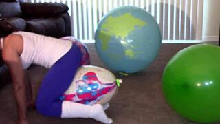 Grinding on balloon till orgasm, wanna see my fetish workout?