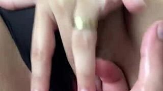 Hot Latina teen gets her hands dirty with lubricant