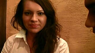 brunette picks up and sucks black cock outdoors for cash