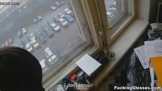 Quickie Deal with Shaved Teen in Glasses for Cash