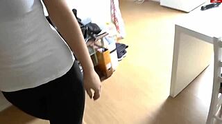Latex wearing homemade porn with cum on ass and nice tits