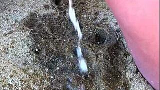 My wife pees on the beach