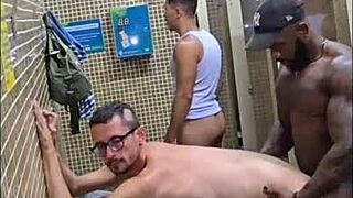 Newbie gay couple enjoys rough anal sex at home and at the bus stop