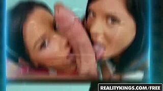 Married woman and girlfriend in hot scene with cumshots and handjobs