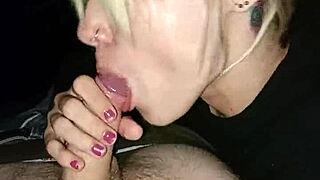 Young sexy girl sucks cock in city center alleyway